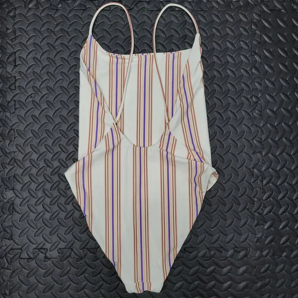 Madewell One Piece Swimsuit Medium Striped Swimwear Vacation Ready Resort